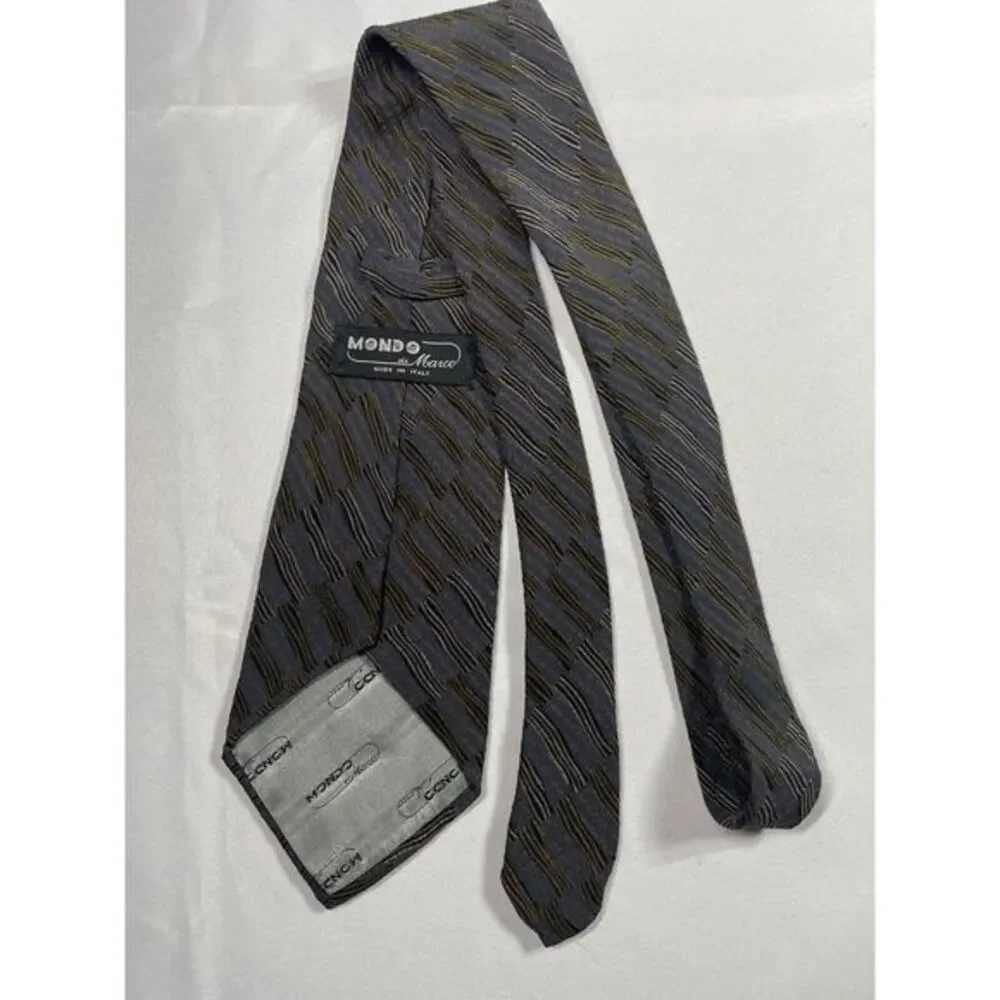 Men's MONDO DI MARCO Silk NECKTIE Tie‎ MADE IN ITALY Gray Striped